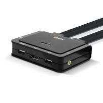 Lindy 2 Port DisplayPort 1.2, USB Typ C, USB 2.0 & Audio Cable KVM Switch Steuern eines DisplayPort-PCs und eines USB Typ C Laptops mit einer Konsole (42346)