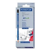 STAEDTLER Bleistift Mars Lumograph, 6er Kartonetui Minenstärke: 2,0 mm, sechseckig, blau lackiert, - 1 Stück (61 100 C6)
