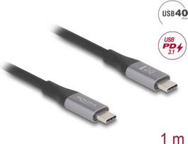 Delock - USB-Kabel - 24 pin USB-C (M) zu 24 pin USB-C (M) - USB4 / Thunderbolt 3  5 A - 1,0m - Schwarz, Grau (81191)