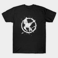 Men Black Print T-shirt Hunger Games - Mocking Jay No-Cut Transfer Paper Print Cotton Tshirt L juoda