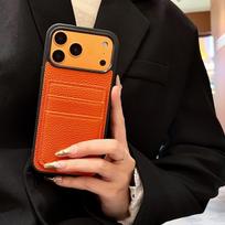 Dual Card Holder Wallet Shockproof Case For iPhone 17 Air 16 15 14 13 12 11 Pro Max Plus Lychee Leather Patterned Bumper Cover iPhone 14 Pro