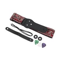 Guitar Strap Vintage Embroidered Pattern Length Adjustable Wide Guitar Belt for Acoustic Electric ruda