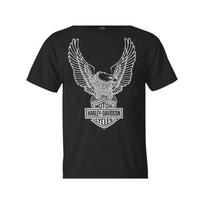 Harley-Davidsonw Vyriški marškinėliai su erelio grafika trumpomis rankovėmis Juodi marškinėliai Laisvi medvilniniai Y2k Streetwear Laisvi moteriški vyriški drabužiai 4XL