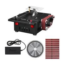 300W mini stalo pjūklas ir juostinis šlifuoklis su prailginimo strypu, griebtuvu, šlifavimo, graviravimo, gręžimo rinkiniu, EU Plug Standard