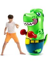 Joyfy 119 cm pripučiamas T-Rex dinozauro bokso maišas vaikams, dovana, su atšokimo funkcija ir smūgiavimo žaislu
