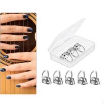 12 vnt. pirštų apsaugos nykštukui elektrinei / akustinei gitarai nerūdijančio plieno Silver Large black
