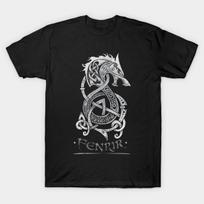 Men Black Print T-shirt Fenrir: The Monster Wolf Of Norse Mythology (Gray) No-Cut Transfer Paper Print Cotton Tshirt 4XL juoda