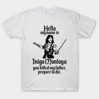 Men Black Print T-shirt Inigo Montoya No-Cut Transfer Paper Print Cotton Tshirt S balta