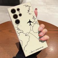 Silica gel Phone Case For Samsung Galaxy S25 S24 Ultra S23 S22 S21FE S20 Ultra Galaxy A55 A54 A15 A35 irplane Route Desian Cover Samsung S25