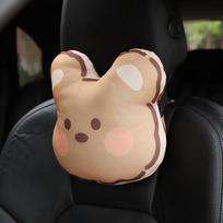 Cute Car Neck Pillow Cartoon Animal Headrest Travel Rest Cushion Plush Auto Seat Neck Lumbar Support Car Interior Rabbit-NeckjuZ white