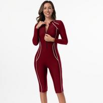 European and American Swimsuits Women's One-piece Long-sleeved Surf Suits New Boxer Wetsuits Conservative Swimsuits XS