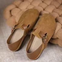 Minkšto pado Birkenstock rudens nauji šlepetės pedalai retro apvalus priekis viengubos avalynės plokščiu padu Doudou 35【strength factory-take on export trade】 žalia