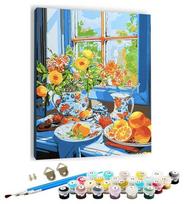 Tapyba pagal skaičius – paveikslas, dažai, teptukai, rinkinys - Flowers and fruits