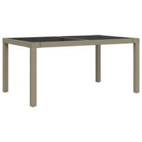 Sodo stalas, smėlio, 150x90x75cm, grūdintas stiklas/poliratanas, Kreminė spalva