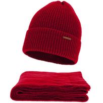 Moteriškas žieminis komplektas – kepurė ir šalikas su merino vilna, NEEDIVYOU, bordo