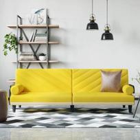 Sofa-lova su porankiais, geltona