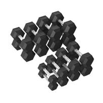 Sporto prekės, TUNTURI Platinum, hantelių rinkinys su šešiakampiu gumu, 2,5–20 kg kg