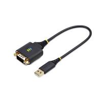 StarTech.com 1ft (30cm) USB to Serial Adapter Cable, COM Port Retention, Interchangeable Nuts/Screws, USB-A to DB9 RS232, FTDI Chip, ESD Protection, Windows/macOS/Linux
