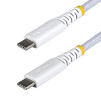 StarTech.com 2m (6ft) White USB-C Charging Cable, 60W (3A) PD, Dual-Layer Braided Nylon/TPE Jacket, Rugged USB-C Charging Cord, USB 2.0 Laptop Charger Cable