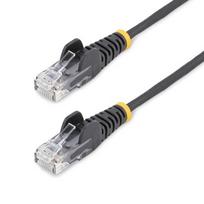 StarTech.com 25cm Black Slim CAT6 Ethernet Cable, Snagless, 100W PoE, UTP, LSZH, 28AWG Solid Bare Copper Wire, Slim RJ45 Network Patch Cord with Strain Reliefs, Individually Tested