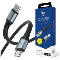 3MK Hyper Cable N-SERIES USB-C to Micro USB Cable, 3m, QC 3.0, 5V/2A, 10W, Black