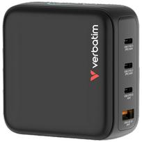 Verbatim Mini GaN Wall Charger 140W 3xUSB-C PD/1x USB-A QC adapter EU/UK/USA black 30240