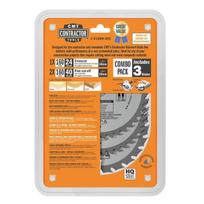 Pjovimo diskas medienai CMT Contractor; 160x2,2/1,4x20 mm; Z24/Z40/Z40; 15°; 3 vnt.