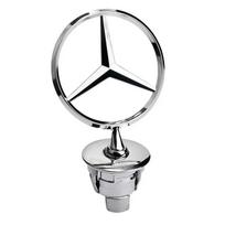 Automobilio lipdukas Mercedes Benz žvaigždė ant variklio dangčio - Ženklelis automobilio priekiniam variklio dangčiui Chromuotas logotipas Žymėjimas Benz C E S klasei W204 W205 W21 sidabras