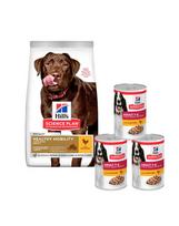 HILL'S Science Plan Canine Adult Healthy Mobility Large breed Chicken 14 kg didelių veislių šunų ėdalas sąnariams + 3 skardinės NEMOKAMAI