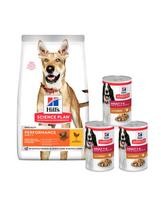 HILL'S Canine Adult 1+ Performance vištiena 14 kg aktyviems šunims + 3 370 g skardinės NEMOKAMAI