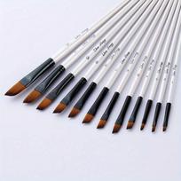 12 vnt./rinkinys Nailono plaukeliai Medinė rankena Akvarelinių dažų teptukų rinkinys Mokymasis DIY Aliejus Akrilas Tapyba Meno dažymo teptukai Reikmenys