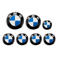 7 vnt. BMW emblemos rinkinys 56 mm 68 mm Automobilio ratų centriniai dangteliai 82 mm Automobilio priekinės gaubto emblema 74 mm Galinės bagažinės logotipas 45 mm Vairo lipdukas 82 82 45 68x4