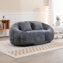 Sofa Sėdmaišis Dvivietis Atsilenkiantis Patvarus ir Patogus (Pilkas šenilis)