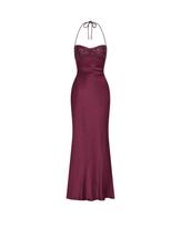 Nauja Seksuali Strapless Suknelė Su Blizgučiais, Satino, Vienspalvė, Kaklą Juosiančia, Šonuose Raišoma, Vasarinė Suknelė XL violetinė