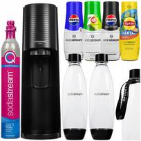 "SodaStream Terra Black" sodos aparatas + 2 buteliai + 4 sirupai ("Pepsi", "Pepsi Max", "7up", "Lipton") + "Spinel" dirželis
