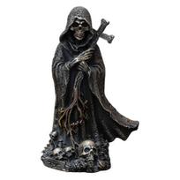 Mirties statula Helovinui Juoda siaubo mantija Skulptūra Gotikinė derva Santa Muerte Figūrėlė Helovinui Vidaus knygų lentynos Stalo dekoras A