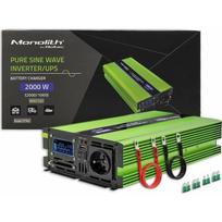 Keitiklis Qoltec Keitiklis įtampos Monolith | baterijų įkrovimas | UPS | 1000W | 2000W | 12V į 230V | Grynas sinusas | LCD | 51942 | 5901878519425