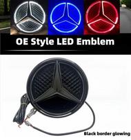 Automobilio lipdukas Mercedes Benz Automobilio priekinių grotelių logotipas Šviesos veidrodžio paviršius LED ženklelis Emblema Šviečianti dekoratyvinė šviesa For Mercedes Ben Emit blue light