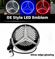 Automobilio lipdukas Mercedes Benz Automobilio priekinių grotelių logotipas Šviesos veidrodžio paviršius LED ženklelis Emblema Šviečianti dekoratyvinė šviesa For Mercedes Ben Emit white light