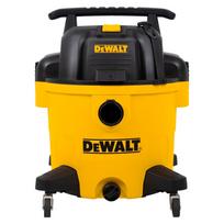 DeWALT AT-DXV34PTA 34 L sauso/šlapio dulkių siurblys su elektros lizdu 1200 W 230 V AC 15 kPa siurbimo galia 34 L talpa HEPA filtras integruotas 230 V lizdas pūtimo funkcija 3 m laidas 80 dB ratai žarna + šepetys juodas/geltonas