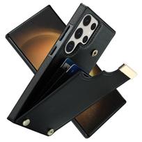 Telefono dėklas Samsung Galaxy S21 S23 FE S25 S24 S22 Plus Note 20 Ultra A15 A55 A54 A53 A14 A13 Su kortelių laikikliu Odinis dangtelis Galaxy S24 gray
