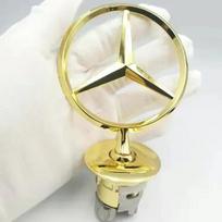 Metalinis automobilio variklio dangčio ženklelis Priekinis chromuotas logotipas Variklio dangčio žymėjimas Mercedes Benz C E S klasės W204 W205 W212 W213 W211 W220 W222 W223 auksas
