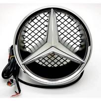 Automobilio lipdukas, naujas 2025 m., skirtas „Mercedes Benz“, baltai mėlynai raudonai šviesus automobilio priekis, grotelių žvaigždės emblema, LED apšviestas logotipas, skirtas „Mercedes Benz“ Glowing white sidabras