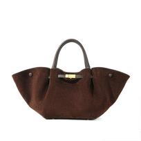Dumpling matte suede cowhide commuter premium tote bag genuine leather messenger large capacity new women's handbag