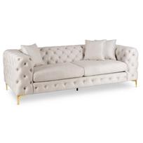 Morentas MORRENTO trivietė sofa, kreminės spalvos,  aksominė, modernus žavesys