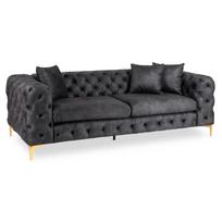 Morentas MORRENTO trivietė sofa, tamsiai pilka, aksominė, modernus žavesys