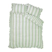 Žalios spalvos viengulė patalynė 135x200 cm Seersucker Frill Stripe – Catherine Lansfield