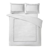Baltos spalvos iš satino dvigulė patalynė 3 dalių 200x200 cm So Soft Mono Satin Stitch – Catherine Lansfield