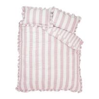 Rožinės spalvos viengulė patalynė 135x200 cm Seersucker Frill Stripe – Catherine Lansfield