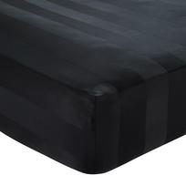 Juodos spalvos iš satino paklodė su guma 150x200 cm So Soft Satin Stripe – Catherine Lansfield